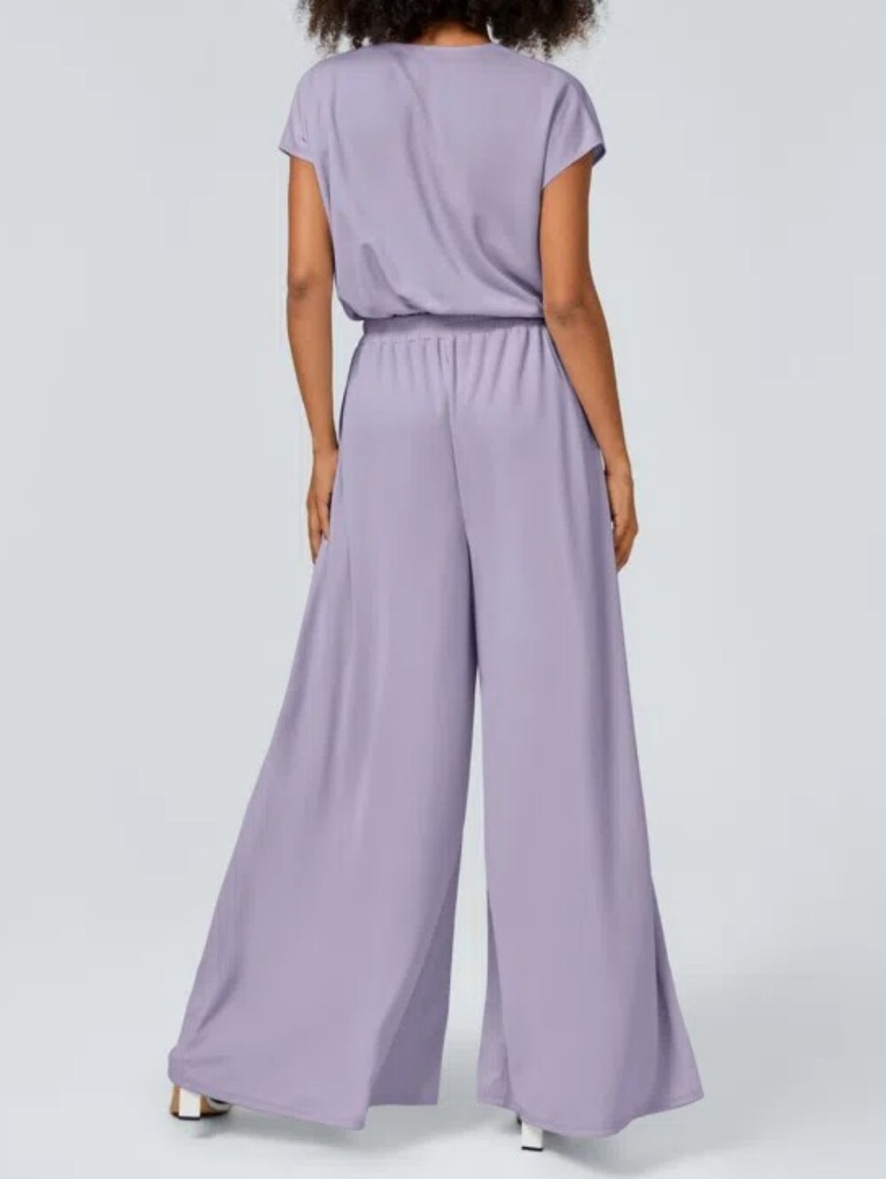 HALARA Lavender V-Neck Wide-Leg Jumpsuit - Picture 2 of 7